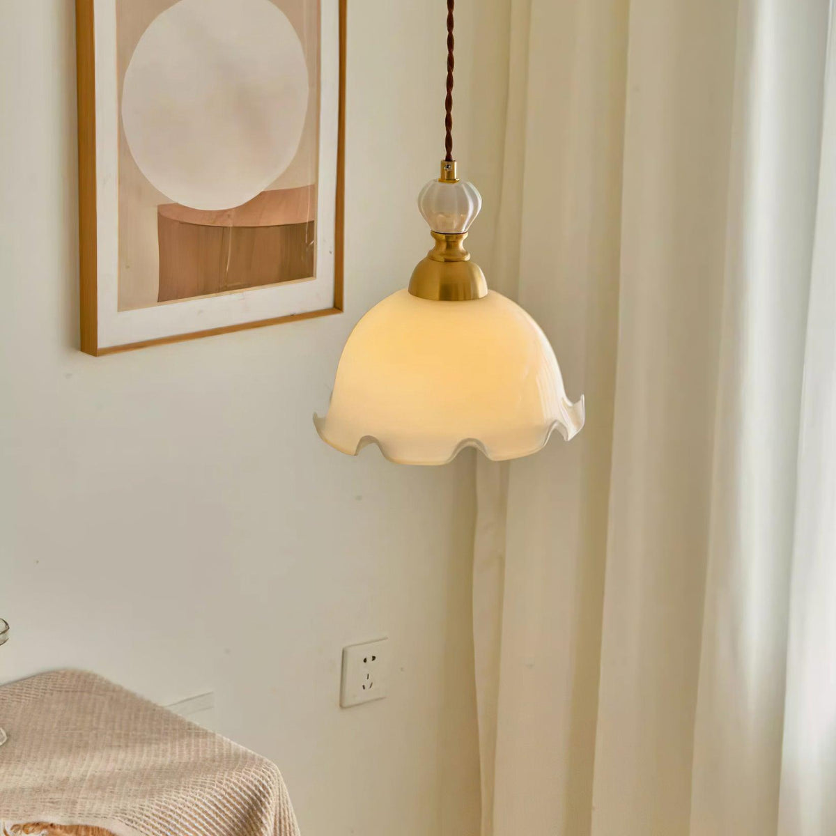 Pendelleuchte Wavy Edge Glas Lampenschirm Soft Glow Vintage Romantisch