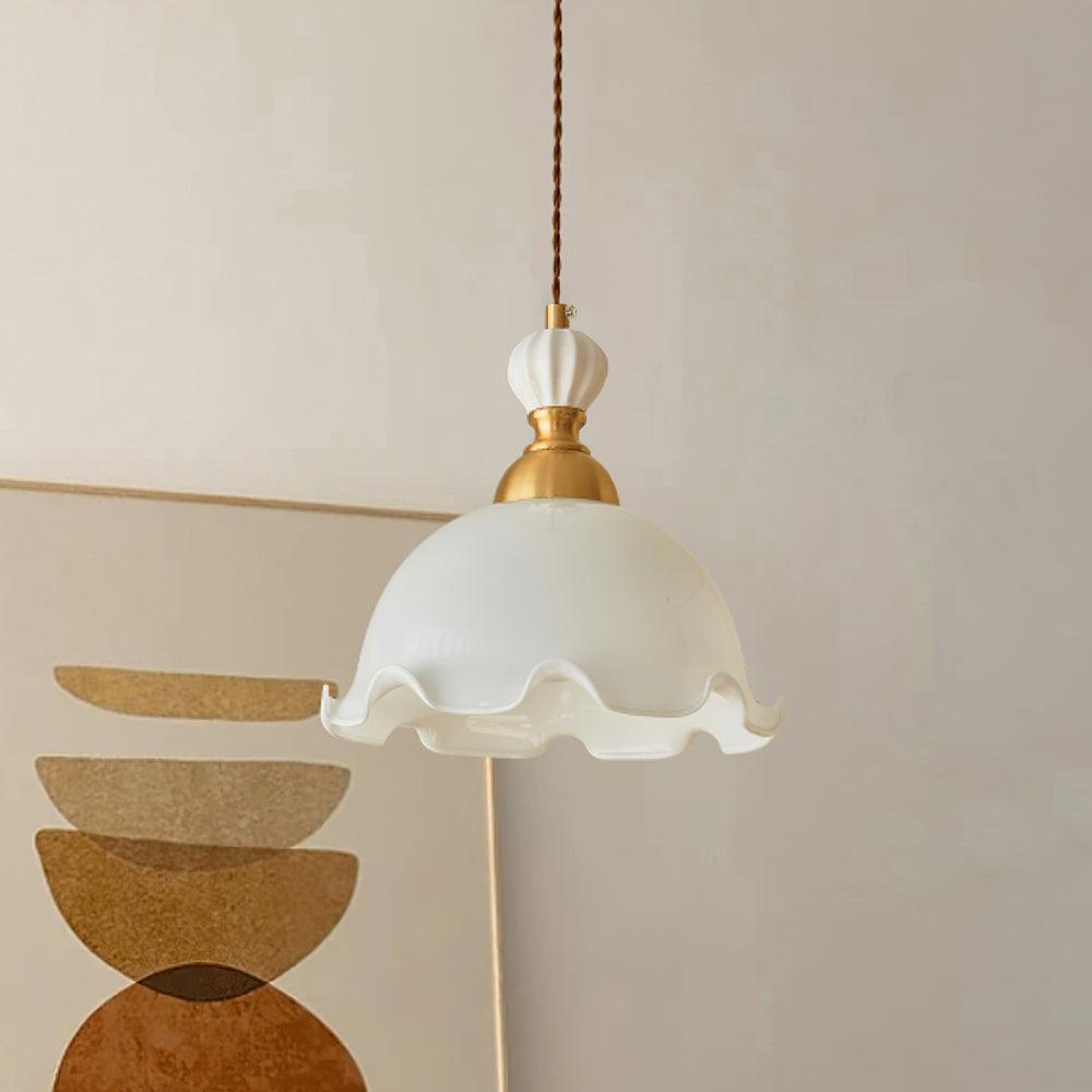 Pendelleuchte Wavy Edge Glas Lampenschirm Soft Glow Vintage Romantisch