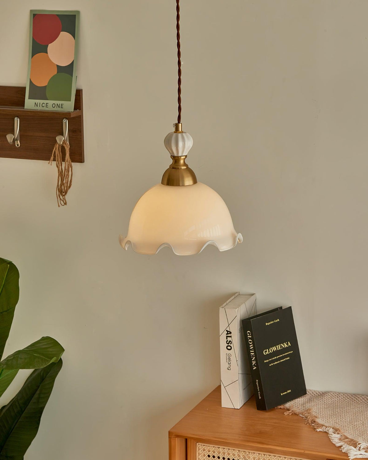 Pendelleuchte Wavy Edge Glas Lampenschirm Soft Glow Vintage Romantisch