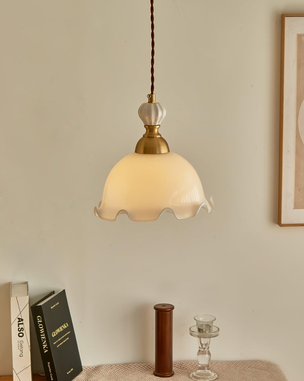 Pendelleuchte Wavy Edge Glas Lampenschirm Soft Glow Vintage Romantisch