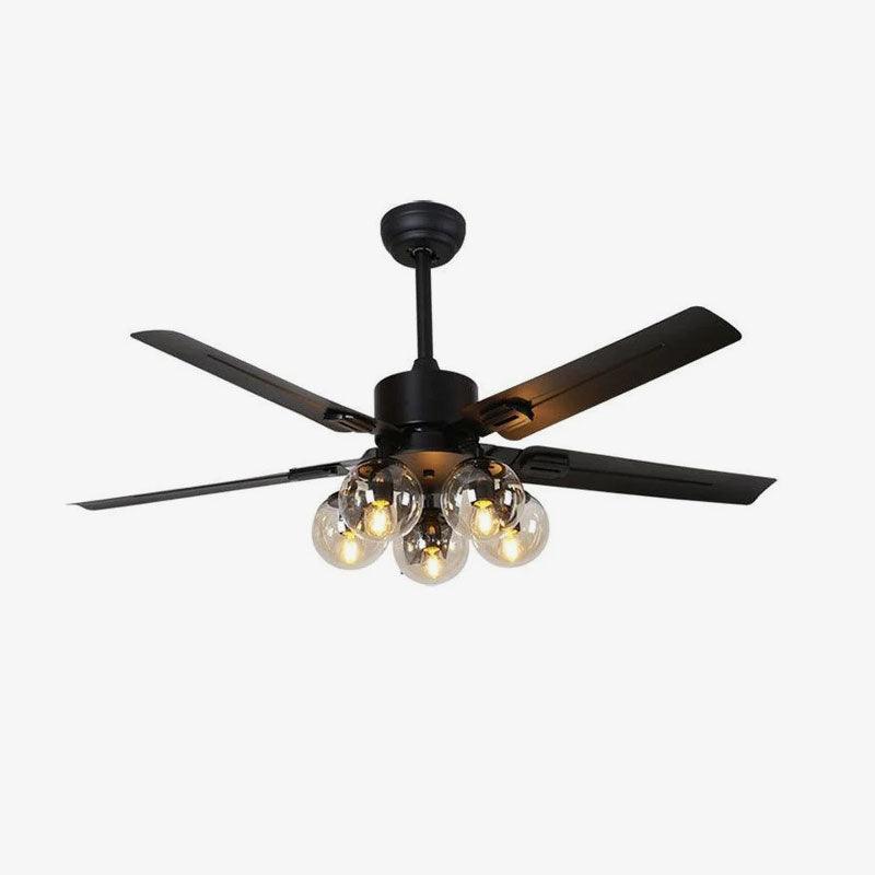 Zazoren Vintage Schwarz Glas Deckenventilator mit Beleuchtung