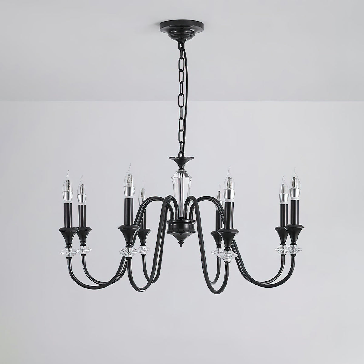 Selivora Kronleuchter Schwarz & Kristall Candelabra