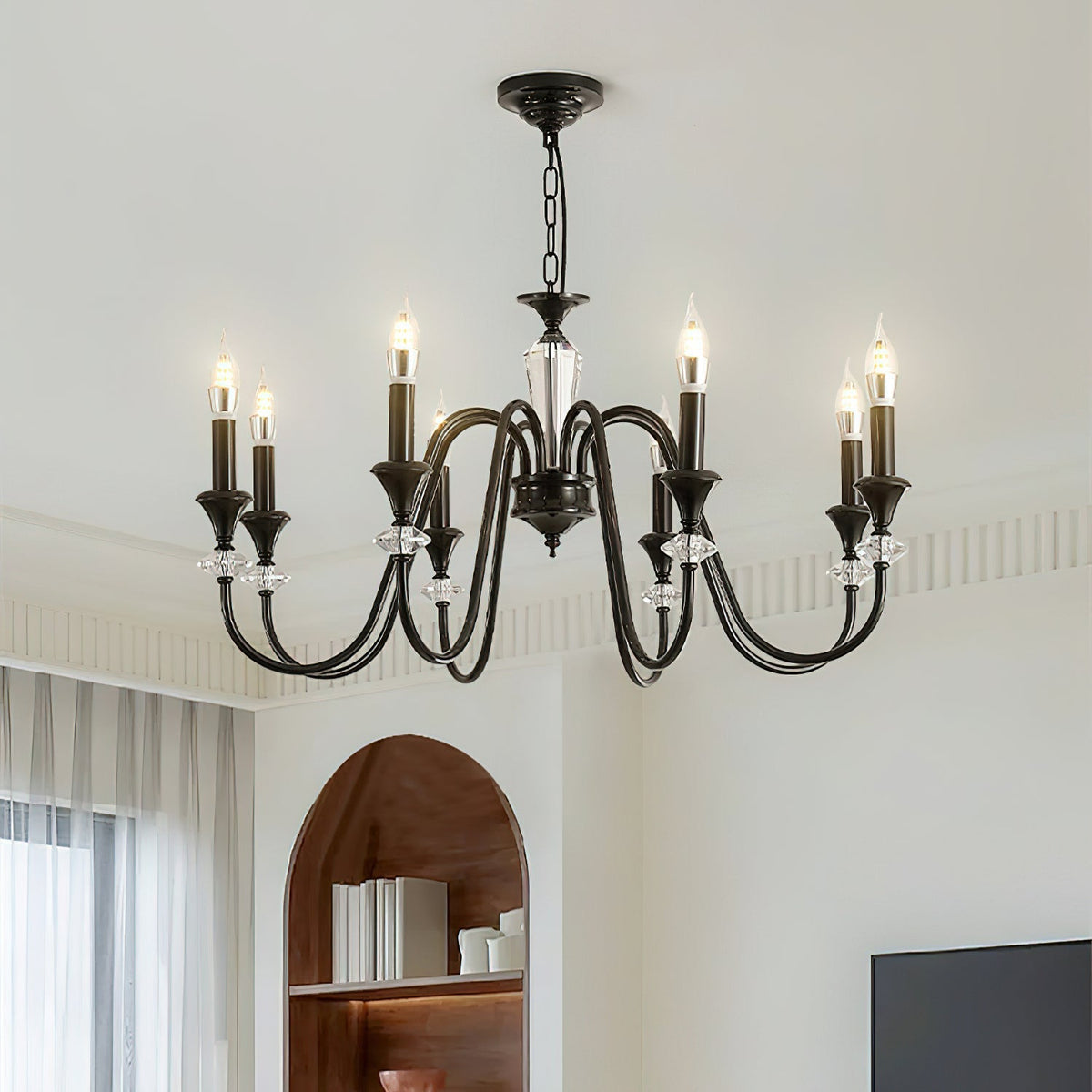 Selivora Kronleuchter Schwarz & Kristall Candelabra