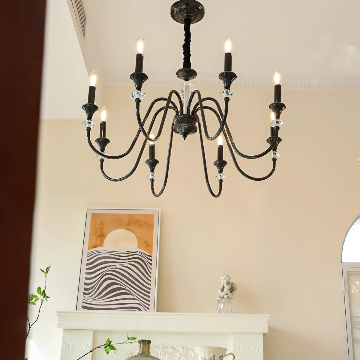 Selivora Kronleuchter Schwarz & Kristall Candelabra