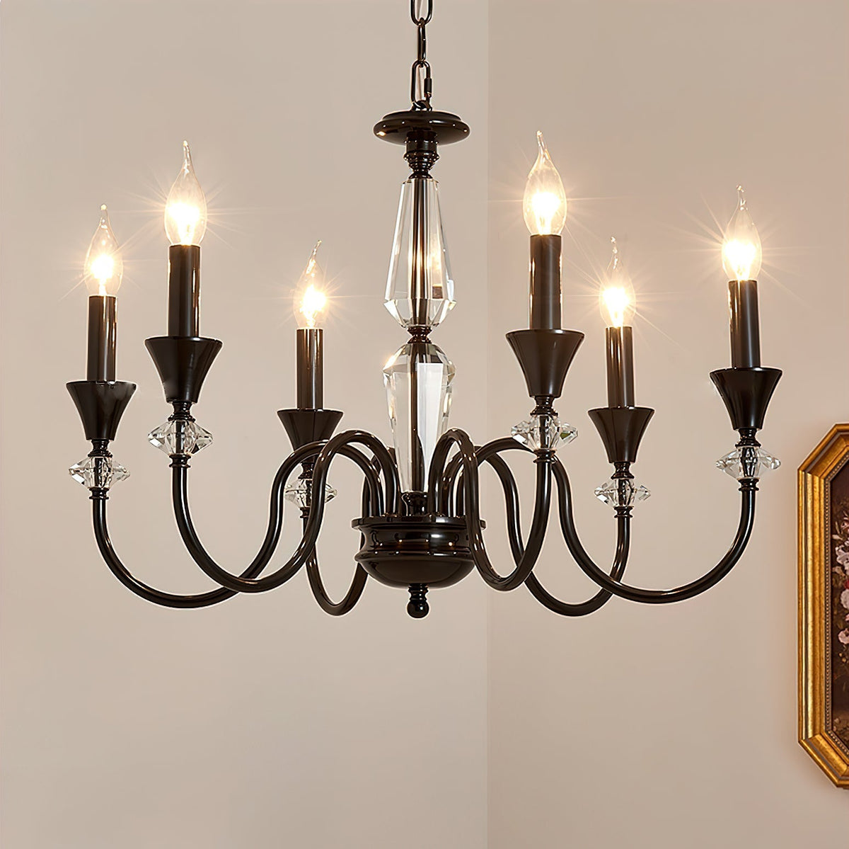 Selivora Kronleuchter Schwarz & Kristall Candelabra