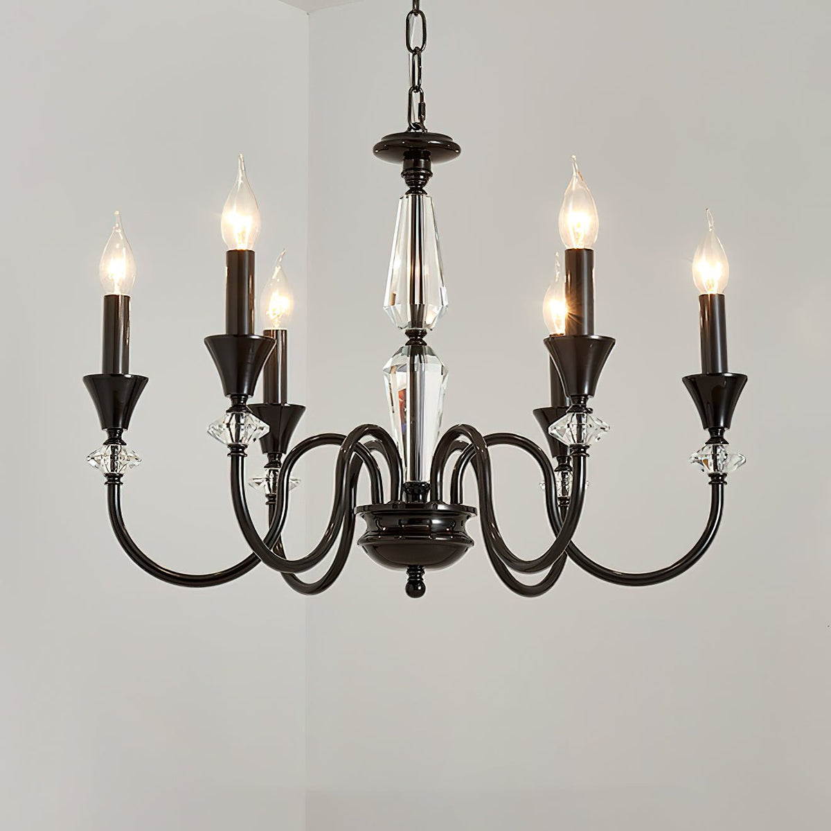 Selivora Kronleuchter Schwarz & Kristall Candelabra