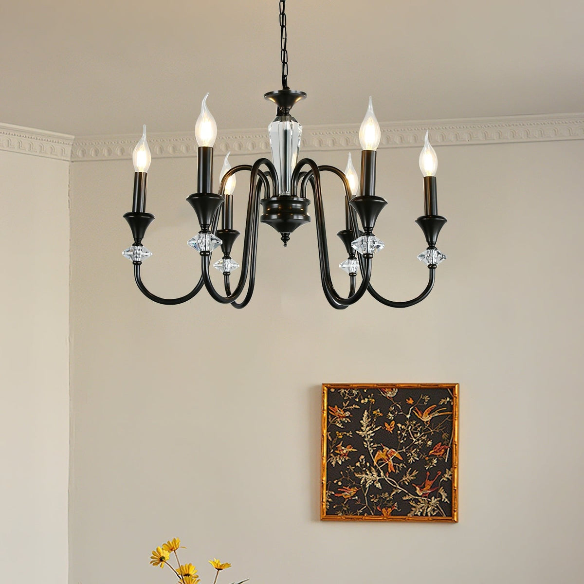 Selivora Kronleuchter Schwarz & Kristall Candelabra