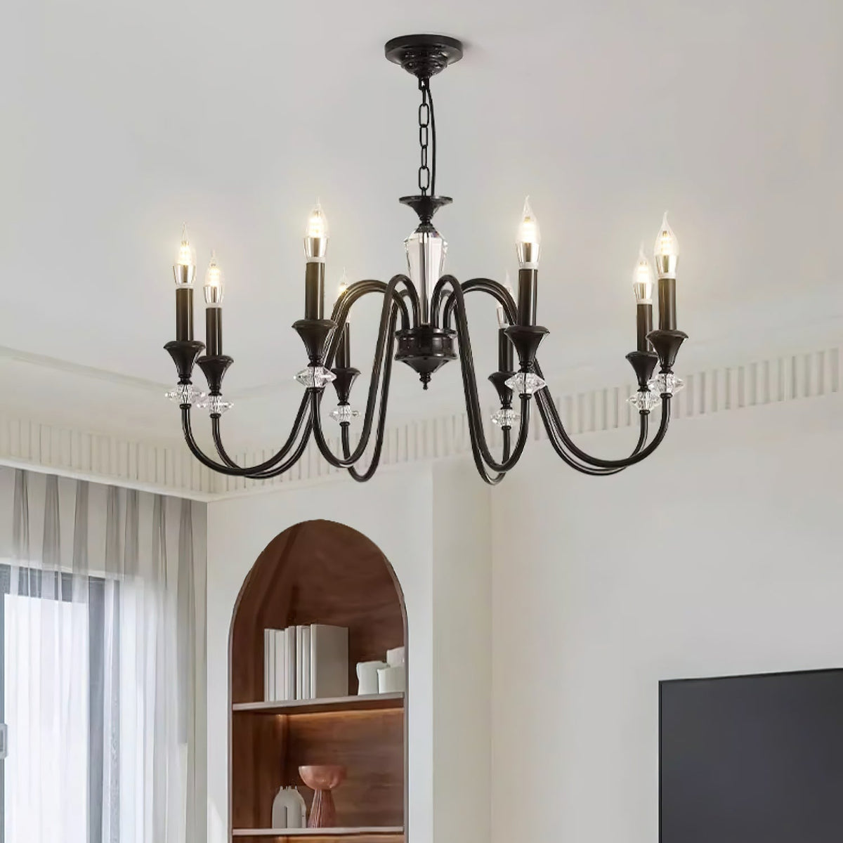 Selivora Kronleuchter Schwarz & Kristall Candelabra