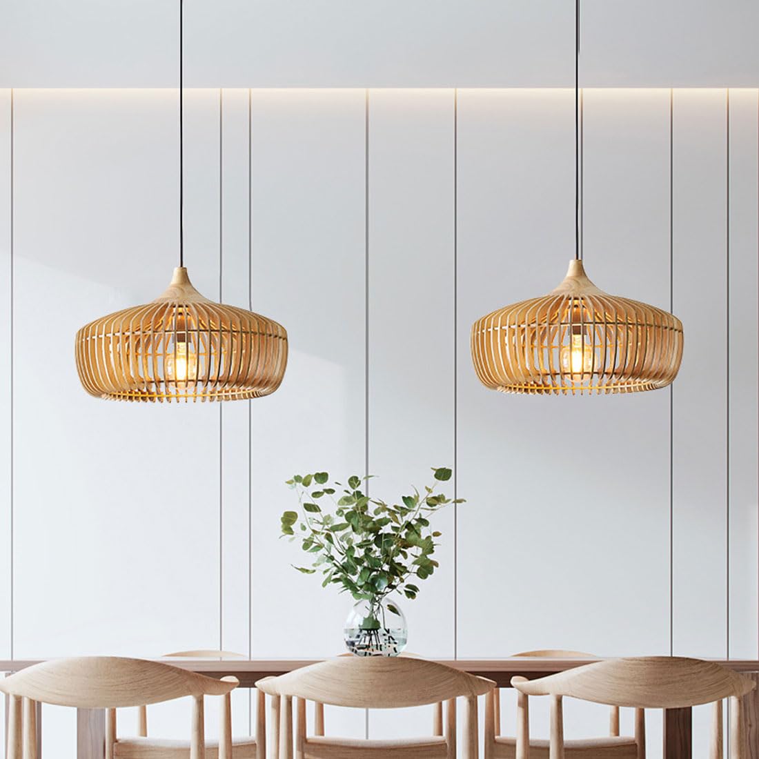 Muto Nordic Japanese Pendelleuchte Holz Schlafzimmer/Wohnzimmer