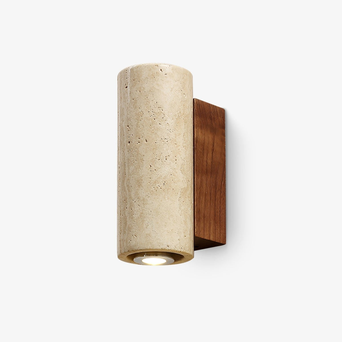 Nula Zylinder-Holz Travertin Wandleuchte