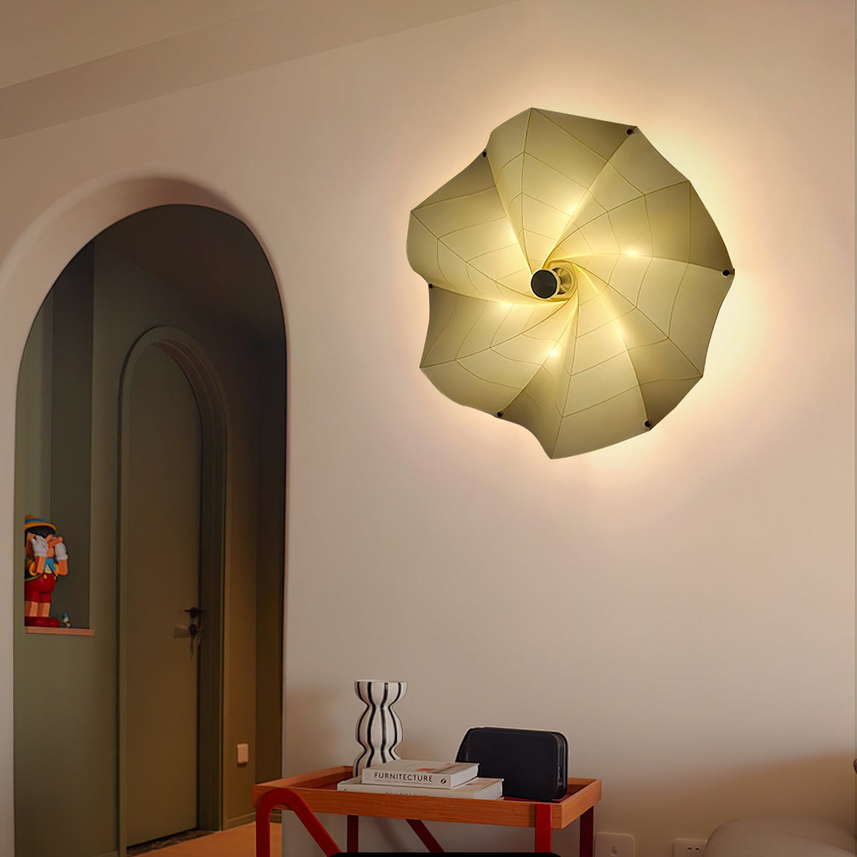 Liniise Spiral-Stoff-Pendelleuchte