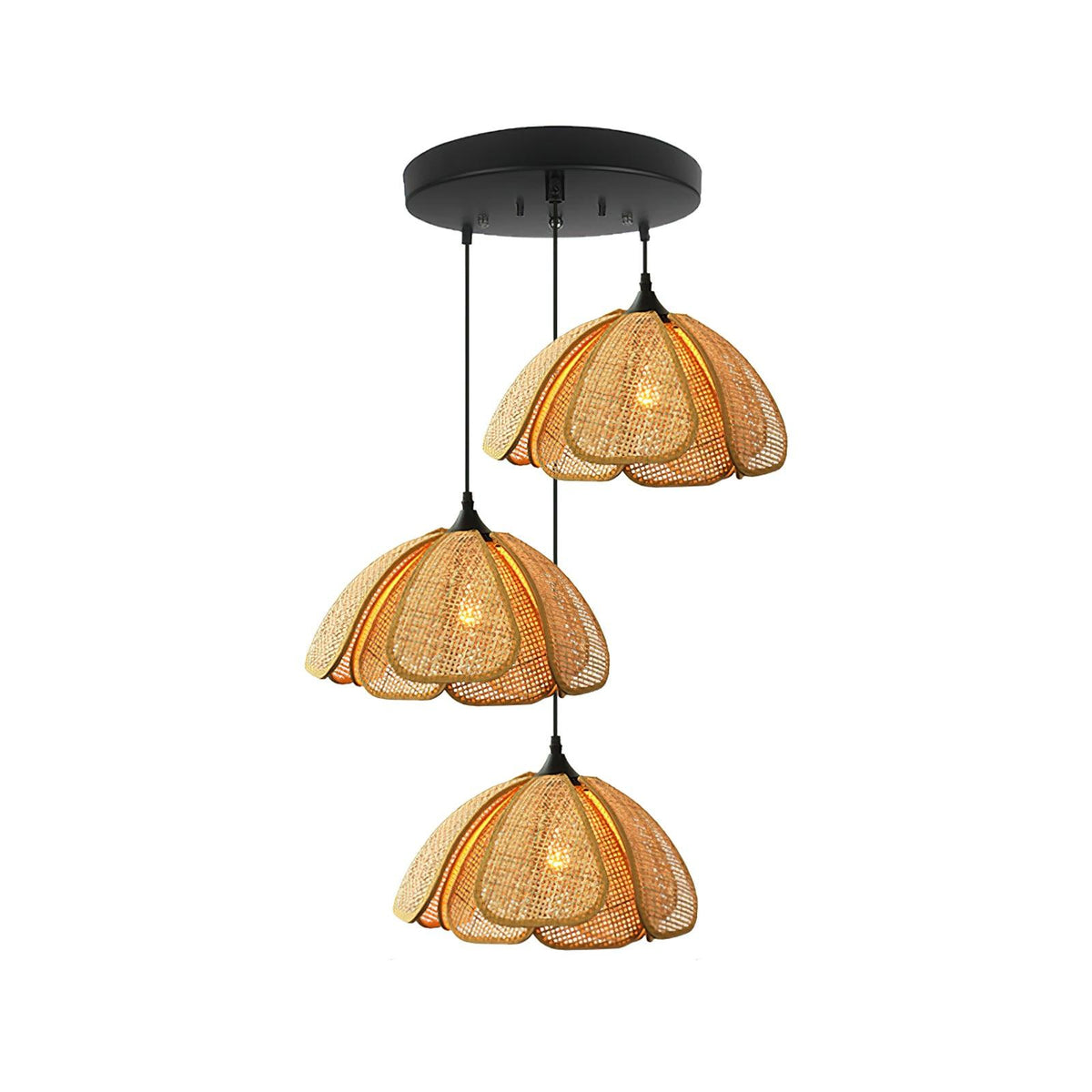 Dyor Elegance Bloom Rattan-Stoff-Pendelleuchte