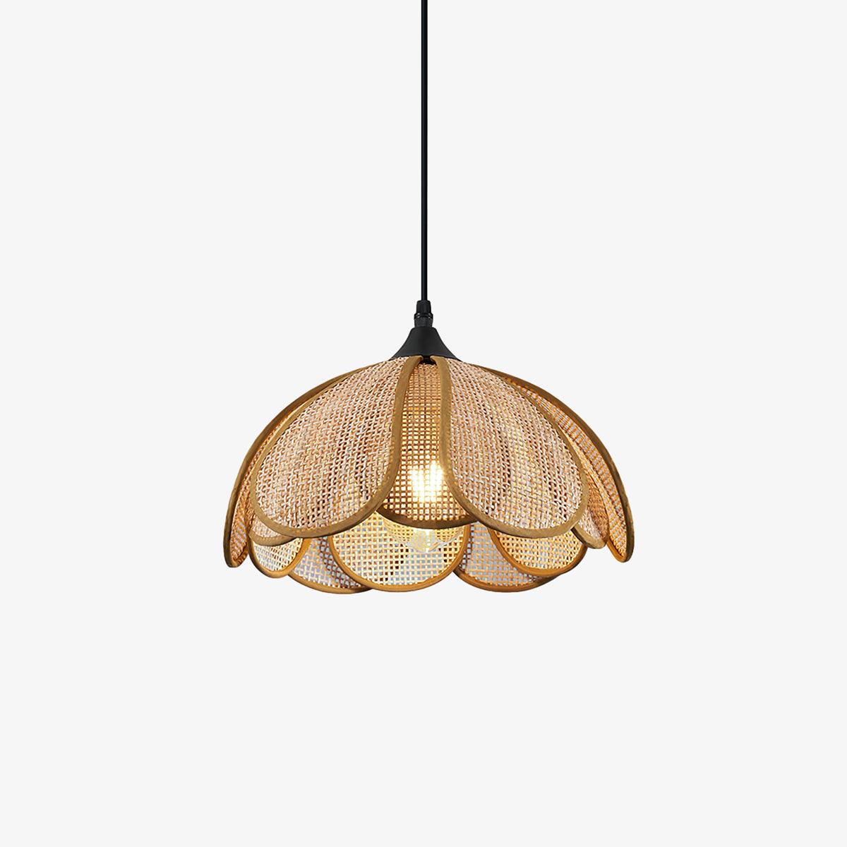 Dyor Elegance Bloom Rattan-Stoff-Pendelleuchte