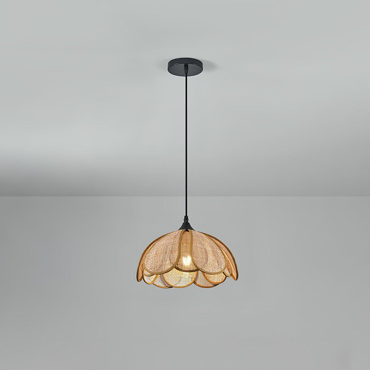 Dyor Elegance Bloom Rattan-Stoff-Pendelleuchte