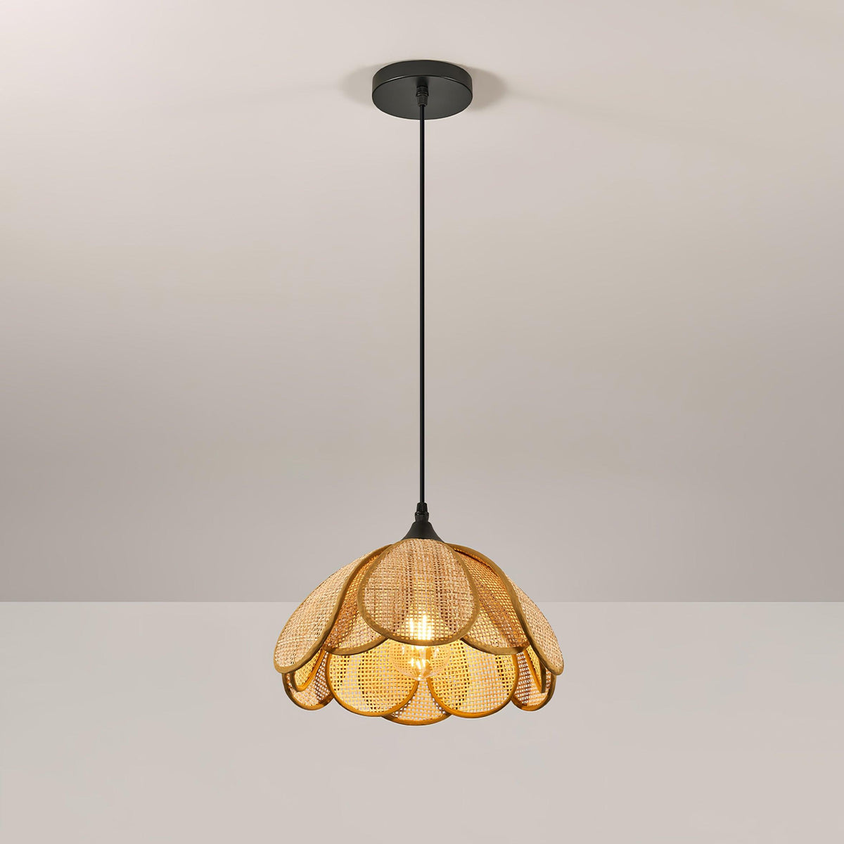 Dyor Elegance Bloom Rattan-Stoff-Pendelleuchte