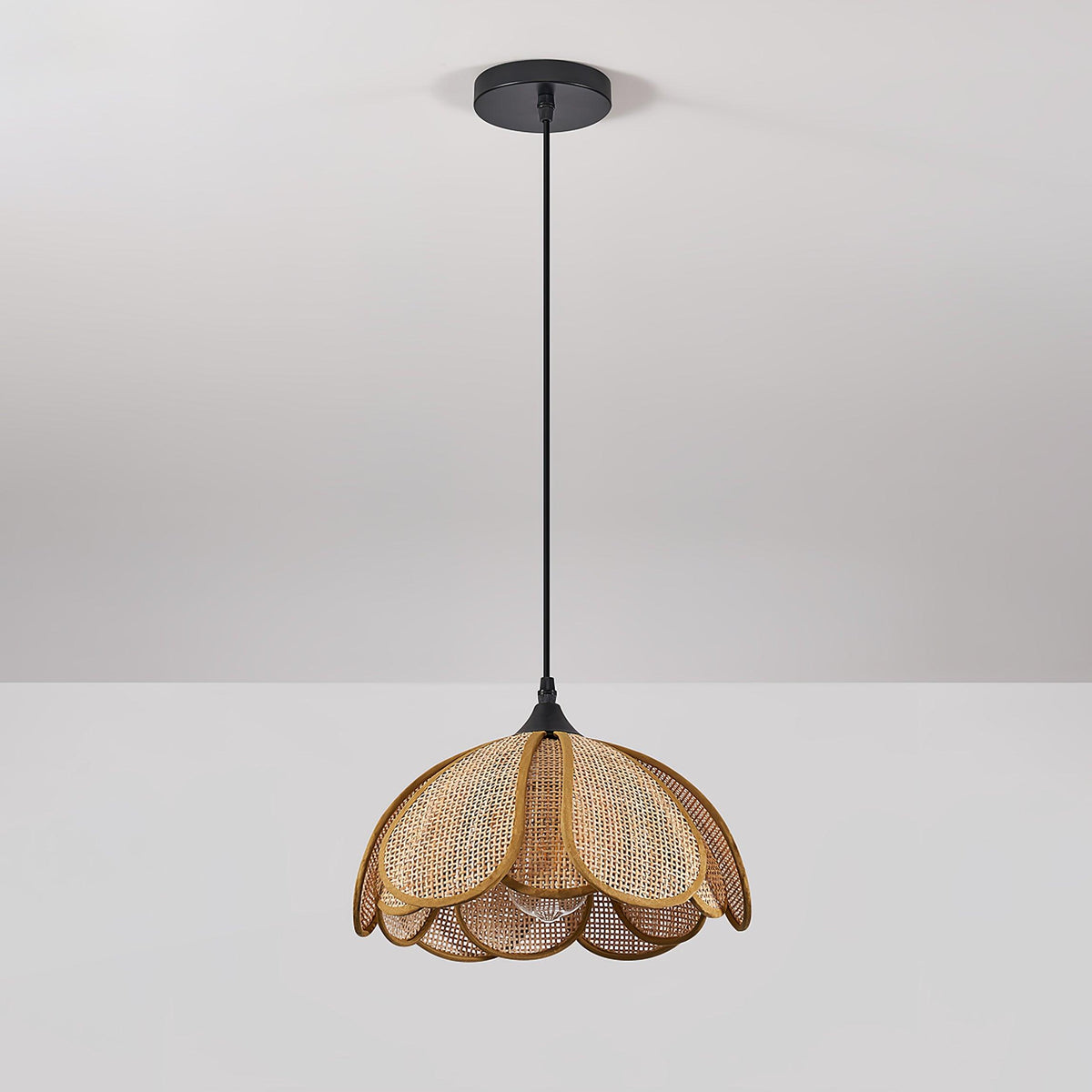 Dyor Elegance Bloom Rattan-Stoff-Pendelleuchte
