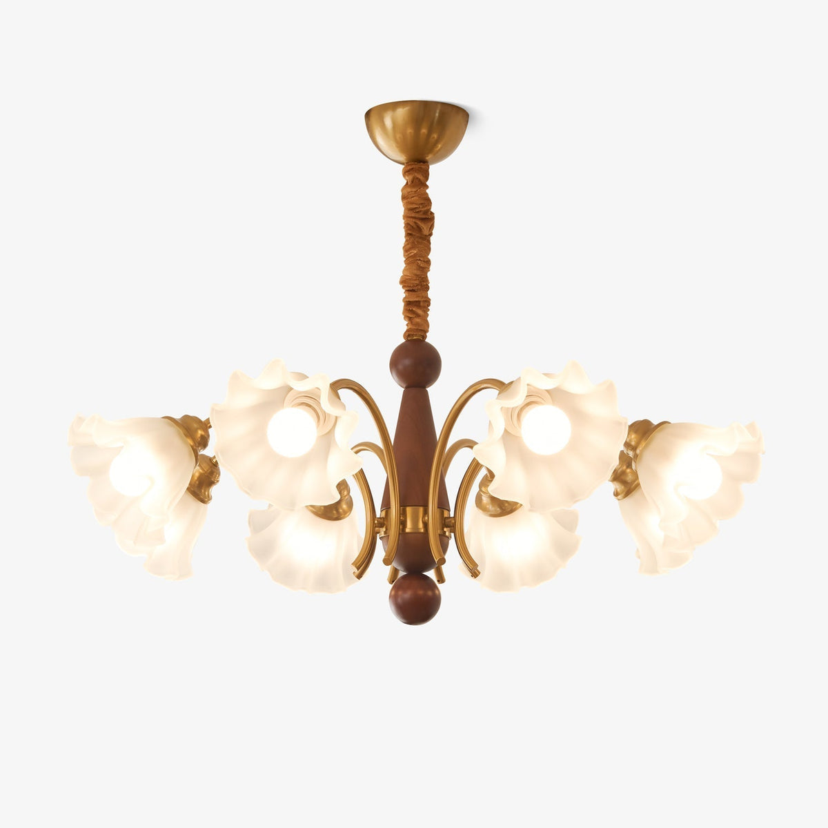 Ilvinan Kronleuchter aus Holz und Glas im traditionellen eleganten Stil