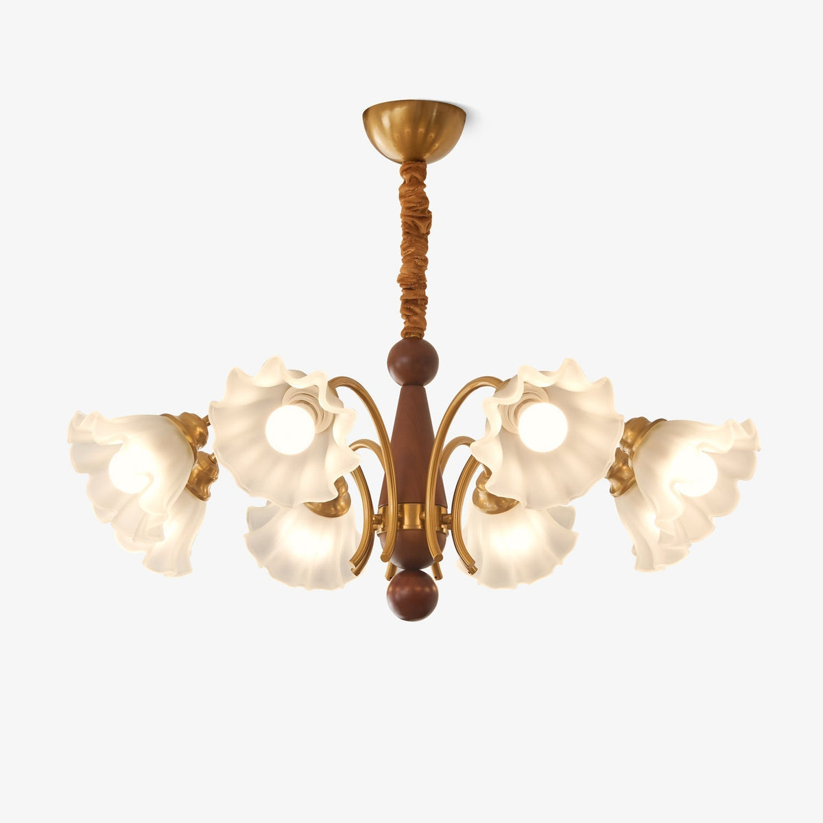 Ilvinan Kronleuchter aus Holz und Glas im traditionellen eleganten Stil