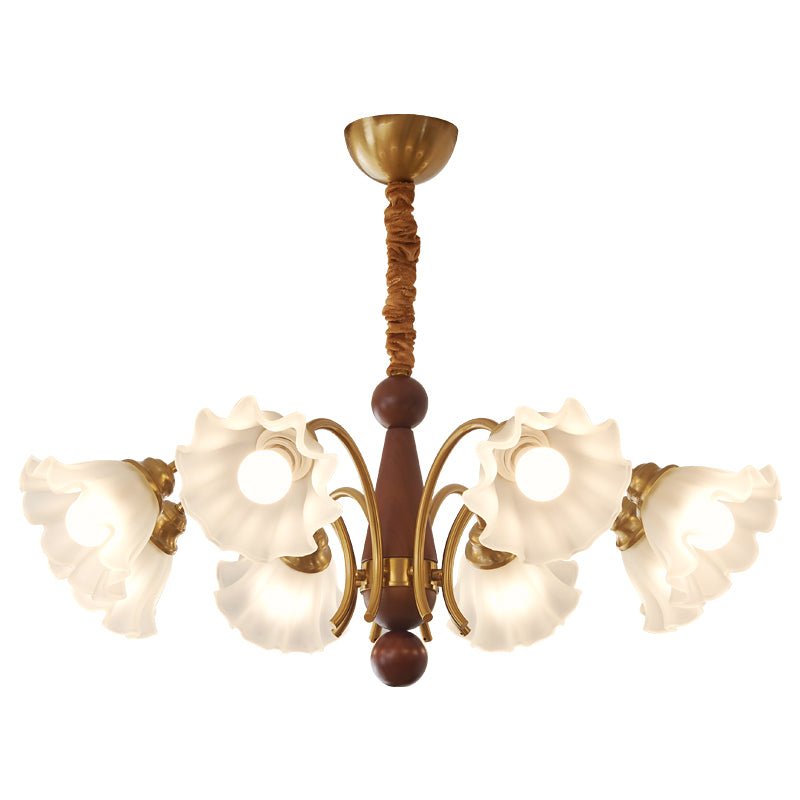 Ilvinan Kronleuchter aus Holz und Glas im traditionellen eleganten Stil