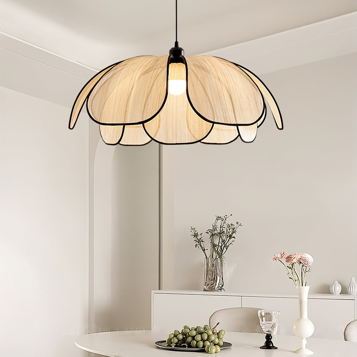 Elthaus Pendelleuchte Blossom Leaf aus Faser