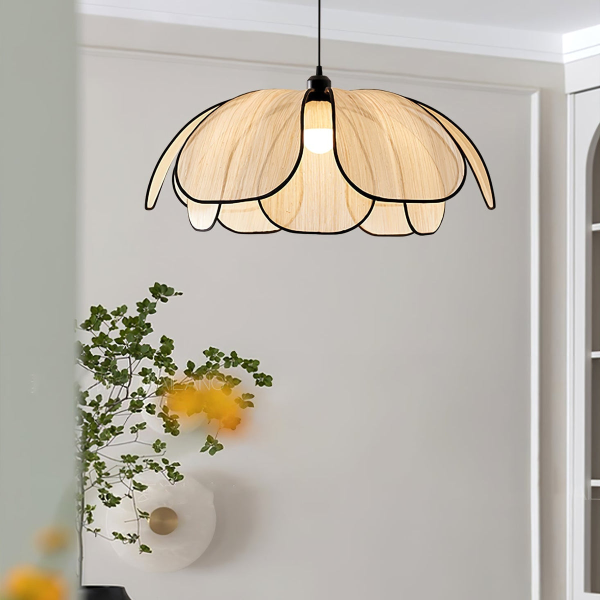 Elthaus Pendelleuchte Blossom Leaf aus Faser