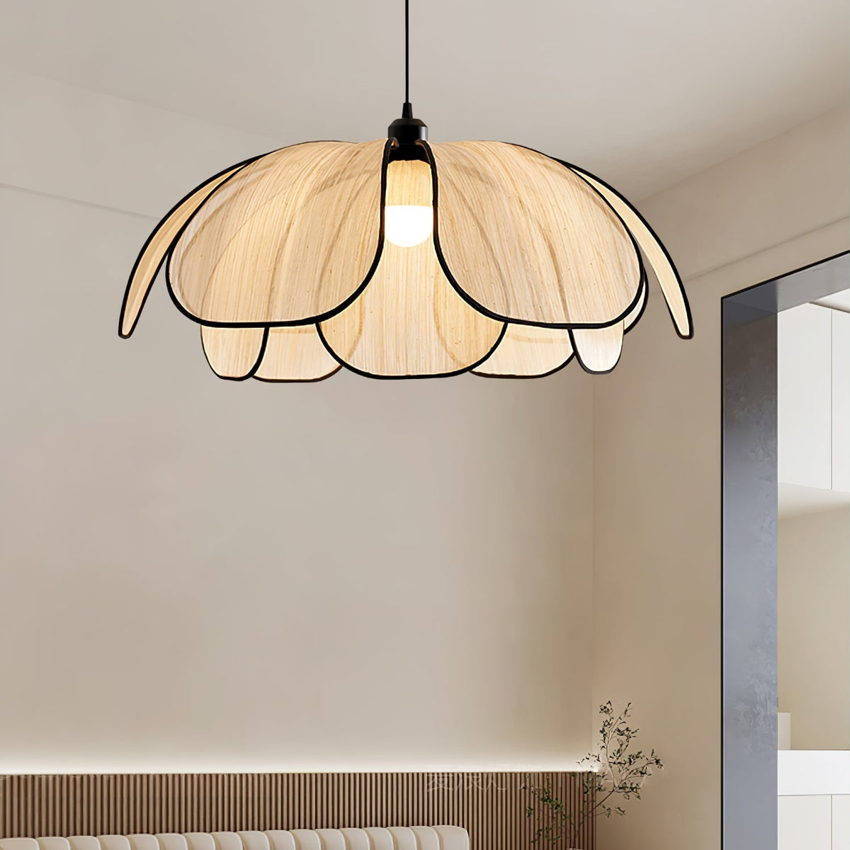 Elthaus Pendelleuchte Blossom Leaf aus Faser