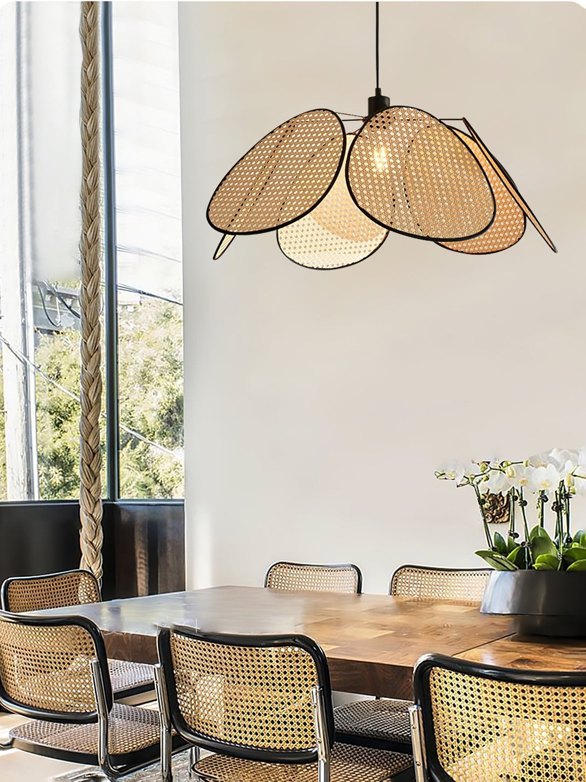 Orvara Pendelleuchte Blossom Petal aus Rattan