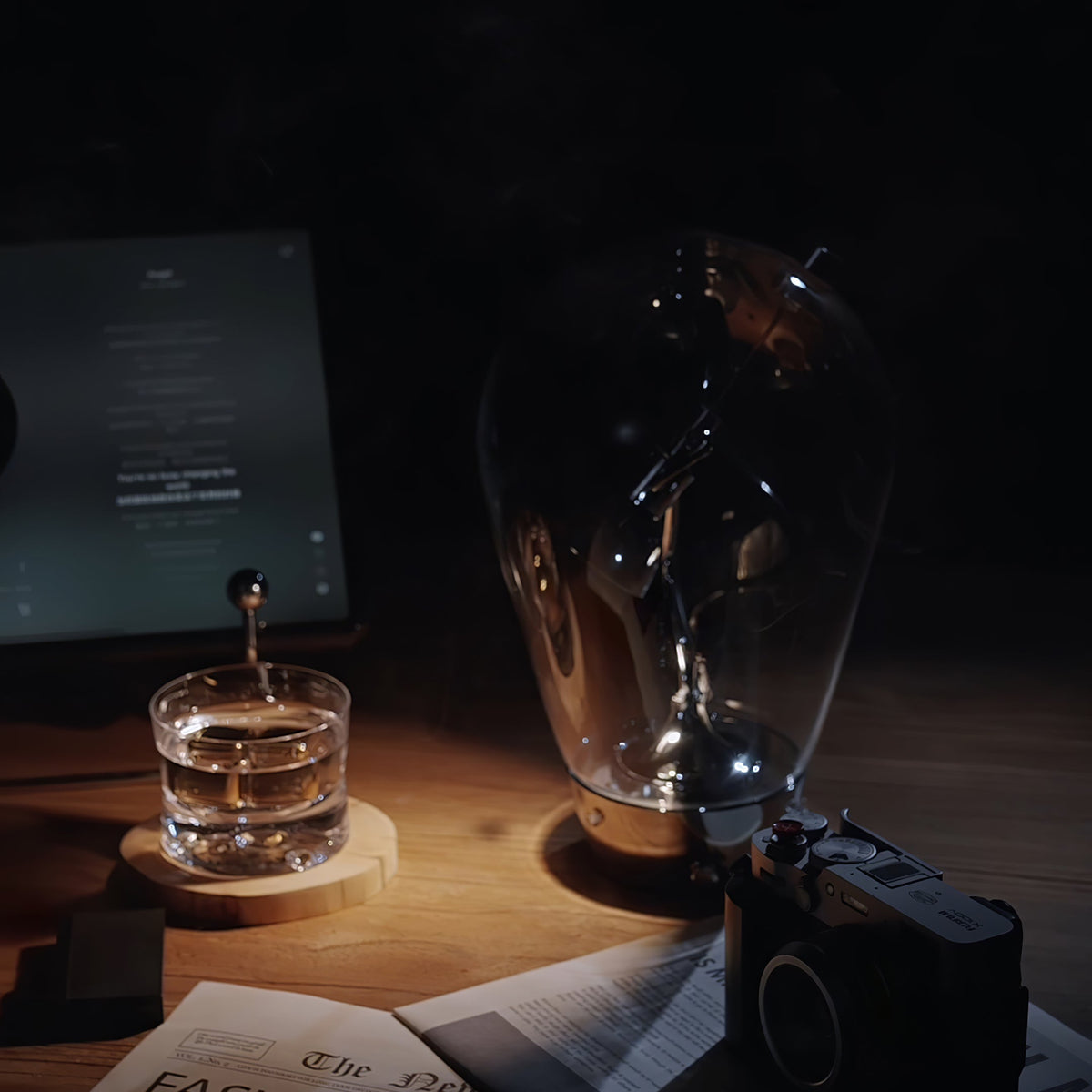 Veroce Glas-Industrie-Tischleuchte