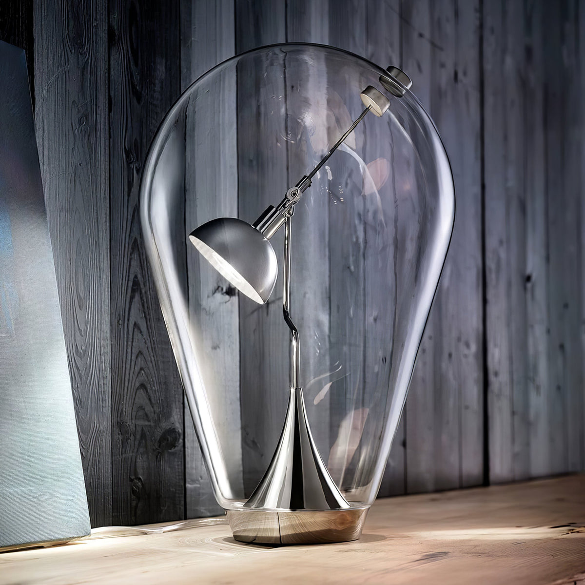 Veroce Glas-Industrie-Tischleuchte