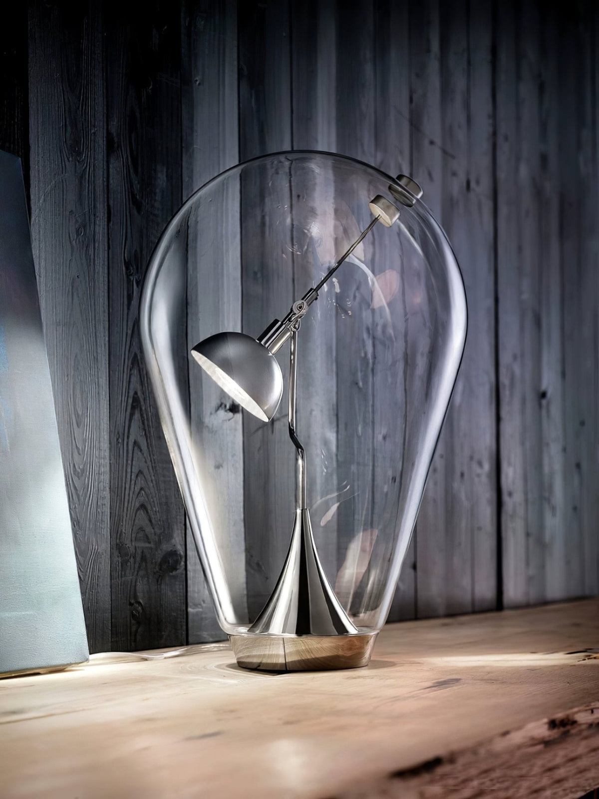 Veroce Glas-Industrie-Tischleuchte
