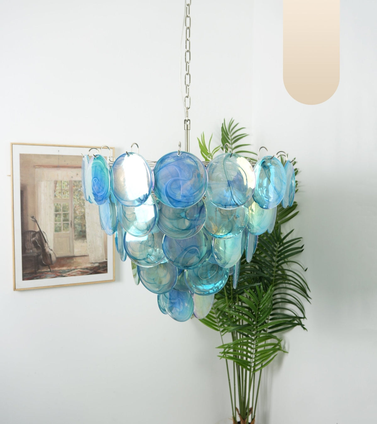Veloissa Kronleuchter aus Murano-Glasscheiben in Blau elegant