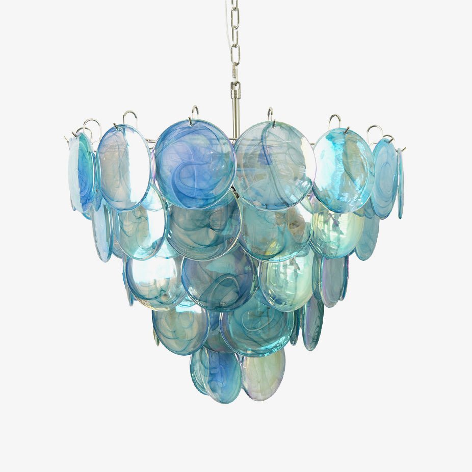 Veloissa Kronleuchter aus Murano-Glasscheiben in Blau elegant