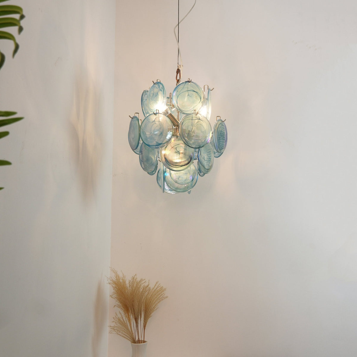 Liororine Kronleuchter aus blauem Muranglas in Vintage-Optik