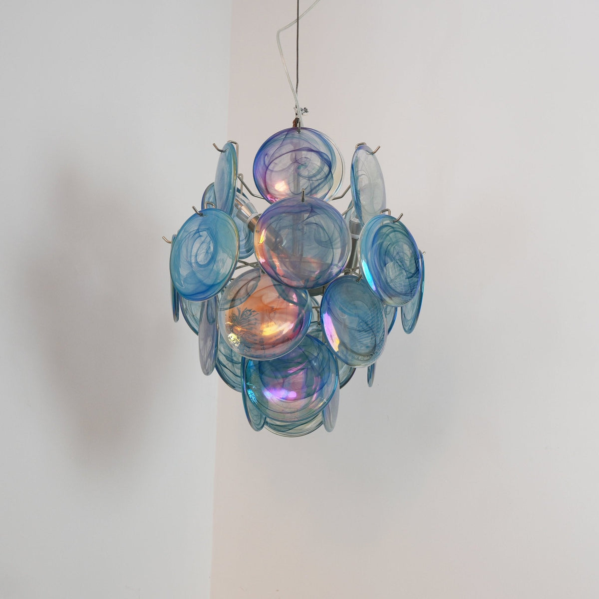Liororine Kronleuchter aus blauem Muranglas in Vintage-Optik