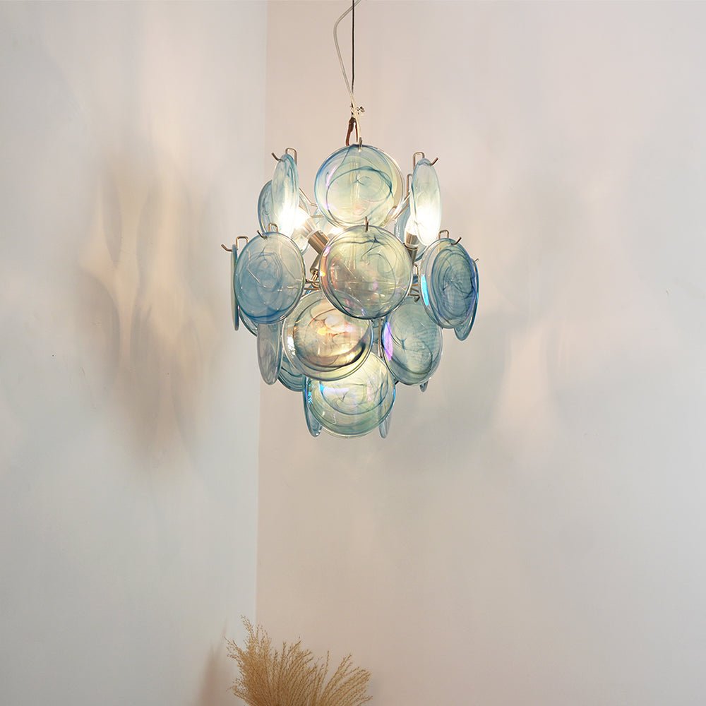 Liororine Kronleuchter aus blauem Muranglas in Vintage-Optik