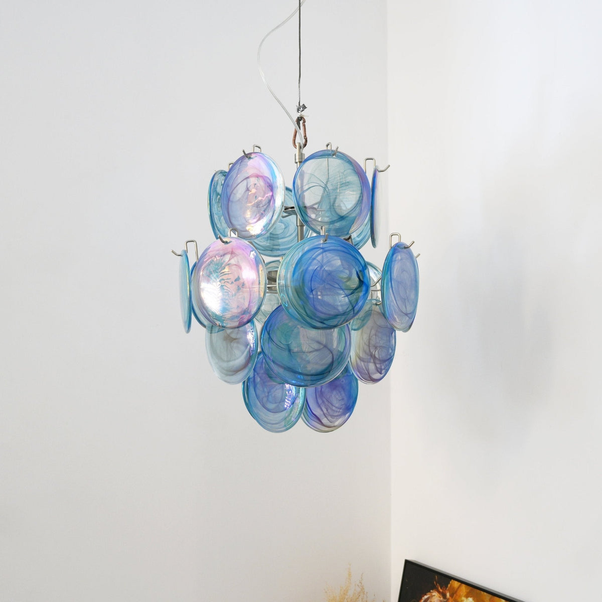 Liororine Kronleuchter aus blauem Muranglas in Vintage-Optik