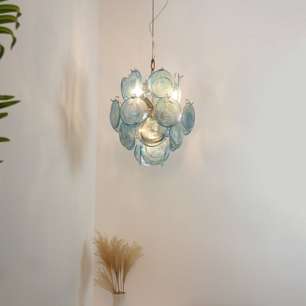 Liororine Kronleuchter aus blauem Muranglas in Vintage-Optik