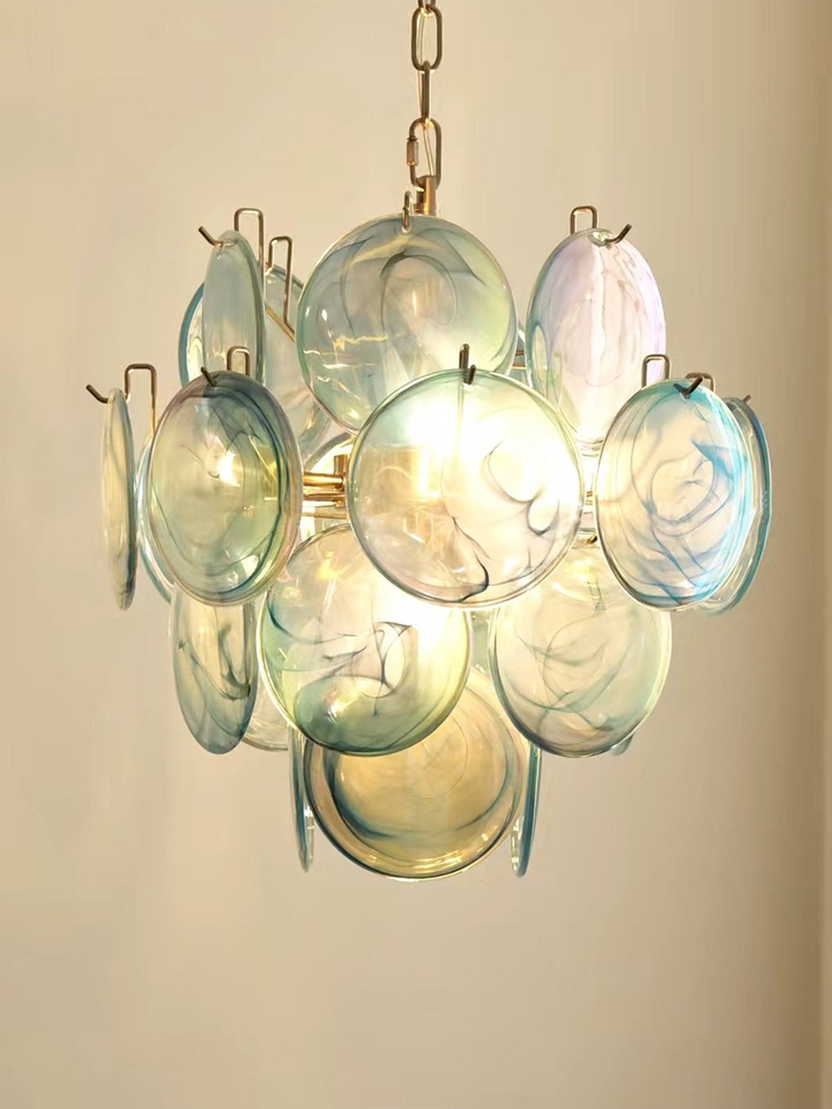 Liororine Kronleuchter aus blauem Muranglas in Vintage-Optik