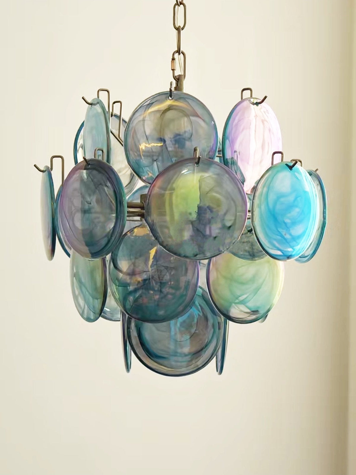 Liororine Kronleuchter aus blauem Muranglas in Vintage-Optik