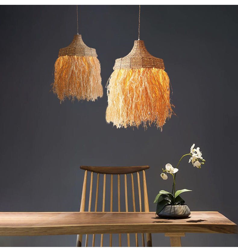 Bohemian Raffia Pendelleuchte