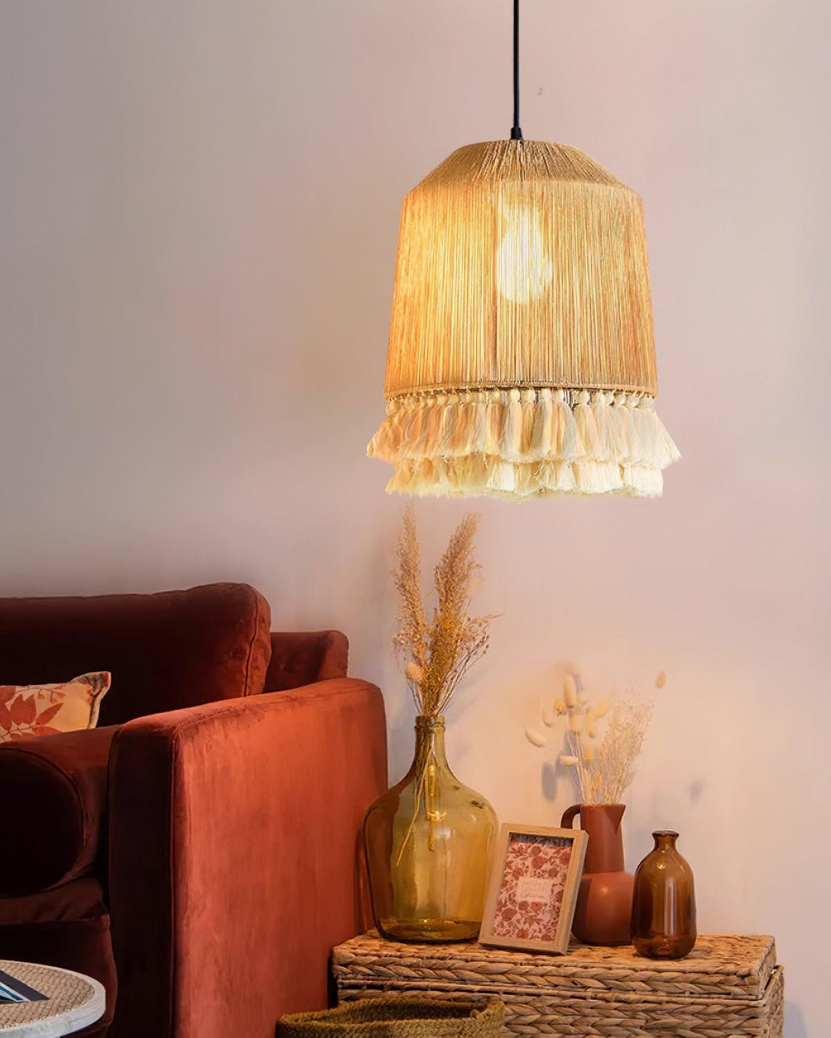 Serenenne Pendelleuchte Baumwolle Quasten Hanfseil für Wohnzimmer Schlafzimmer | Cielum