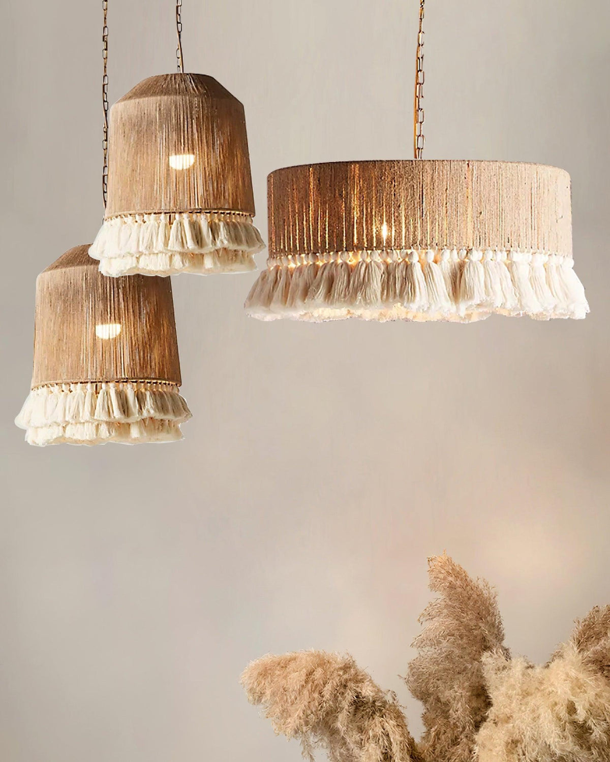 Serenenne Pendelleuchte Baumwolle Quasten Hanfseil für Wohnzimmer Schlafzimmer | Cielum