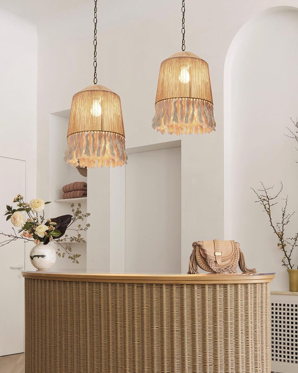 Serenenne Pendelleuchte Baumwolle Quasten Hanfseil für Wohnzimmer Schlafzimmer | Cielum