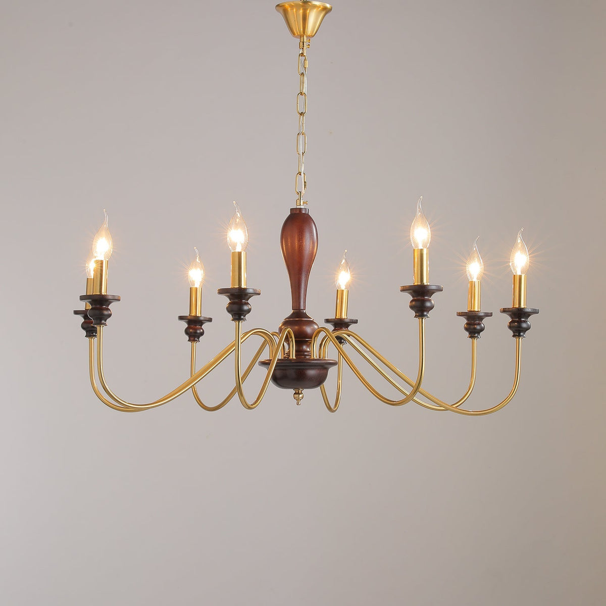 Ilvenan Kronleuchter im traditionellen Stil mit Vintage-Holzaufsatz