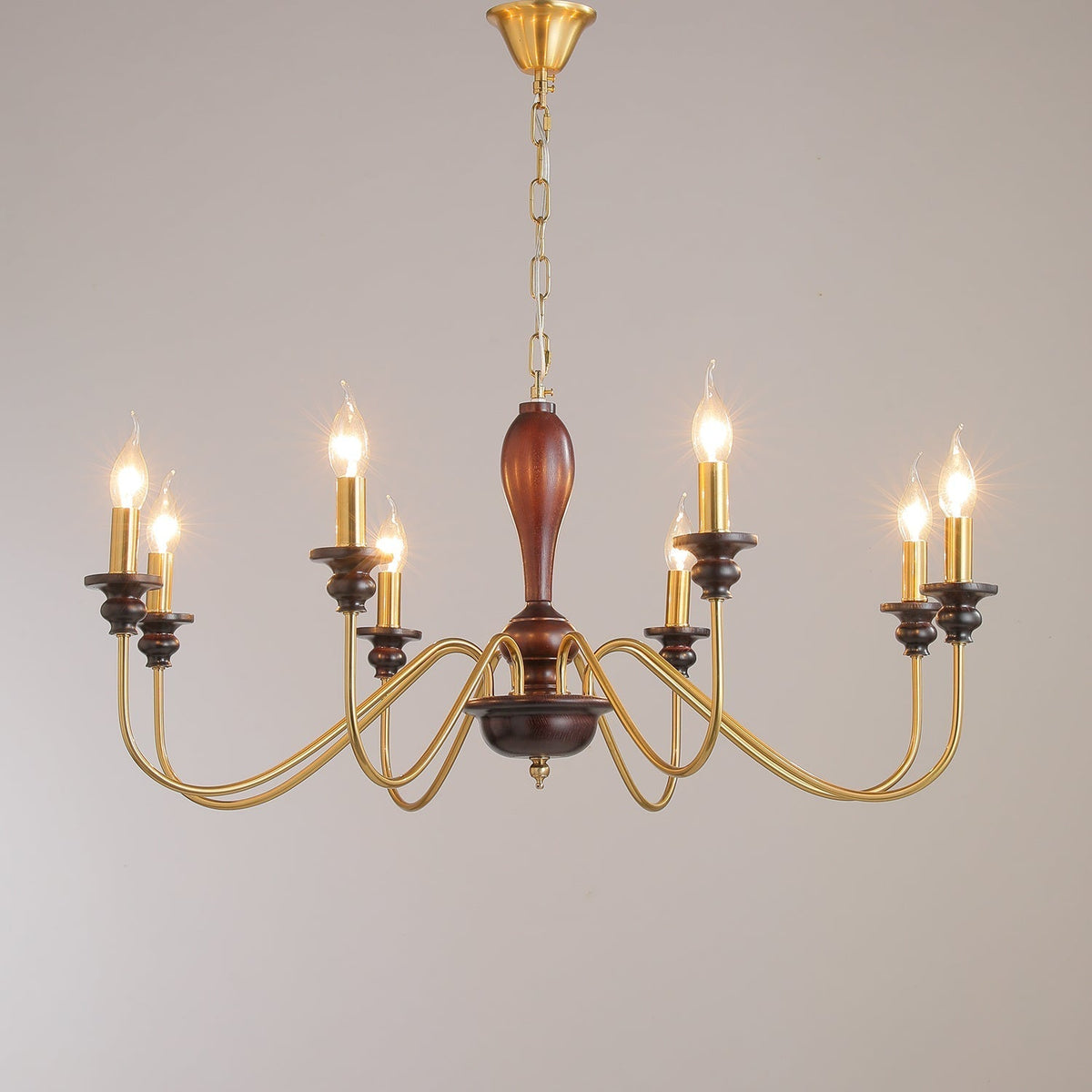 Ilvenan Kronleuchter im traditionellen Stil mit Vintage-Holzaufsatz