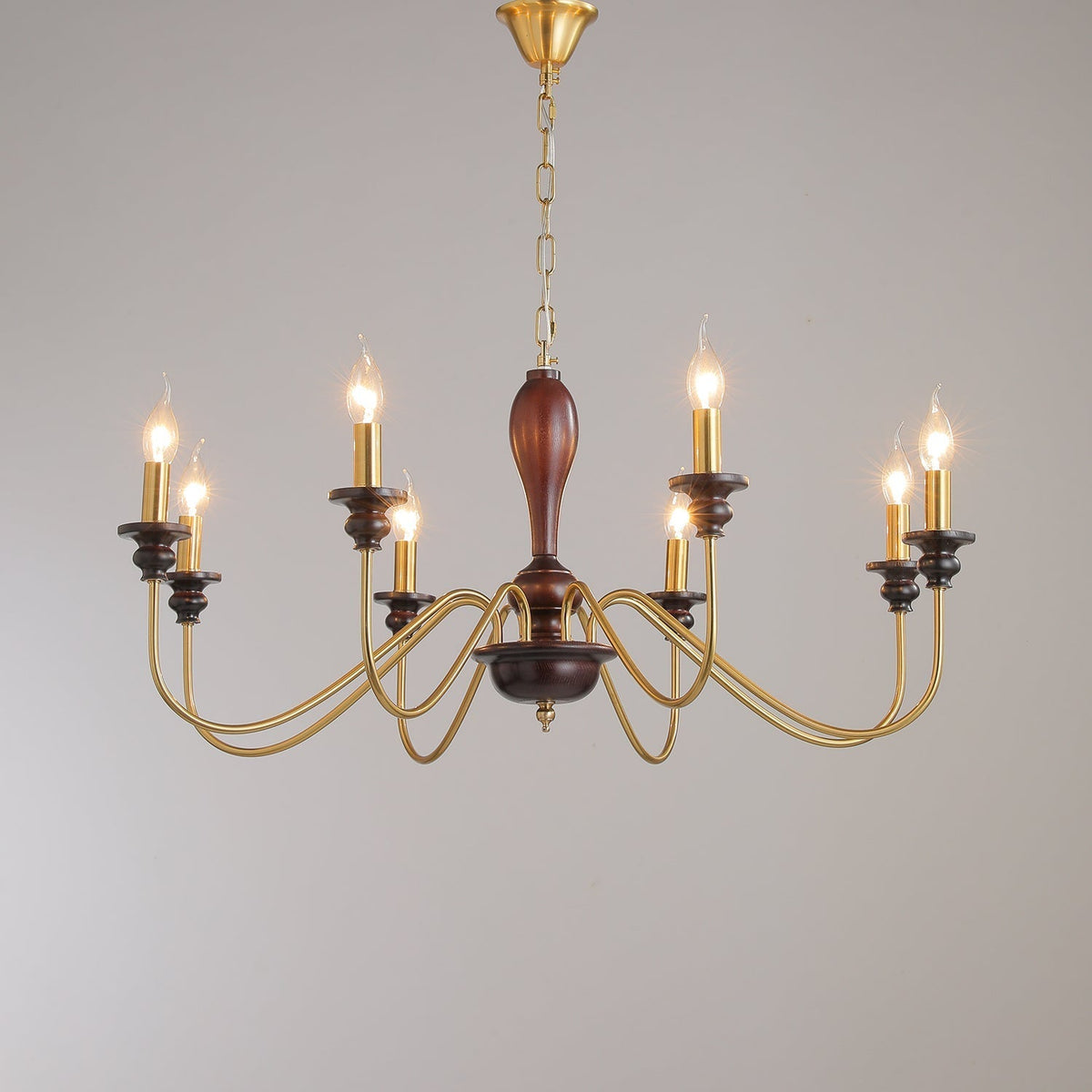 Ilvenan Kronleuchter im traditionellen Stil mit Vintage-Holzaufsatz