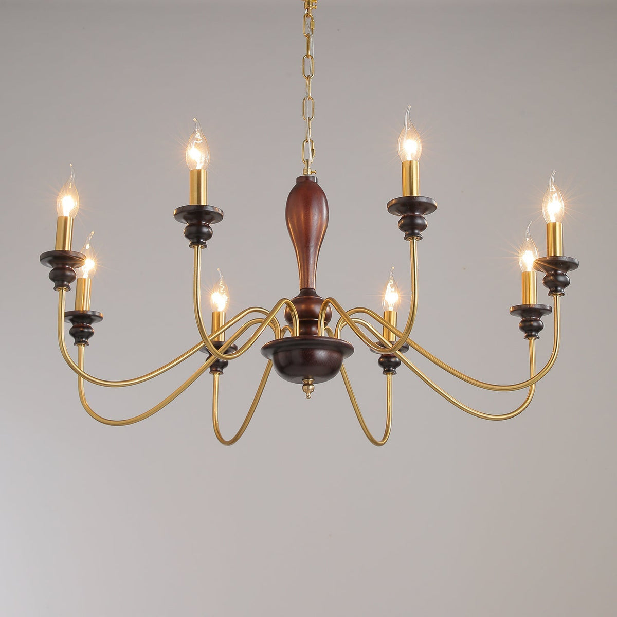 Ilvenan Kronleuchter im traditionellen Stil mit Vintage-Holzaufsatz