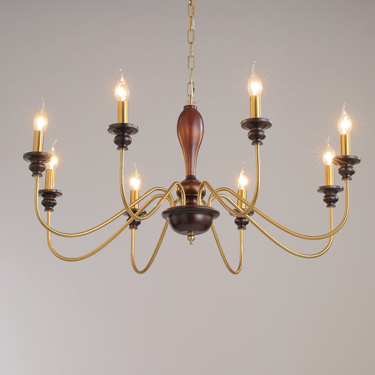 Ilvenan Kronleuchter im traditionellen Stil mit Vintage-Holzaufsatz