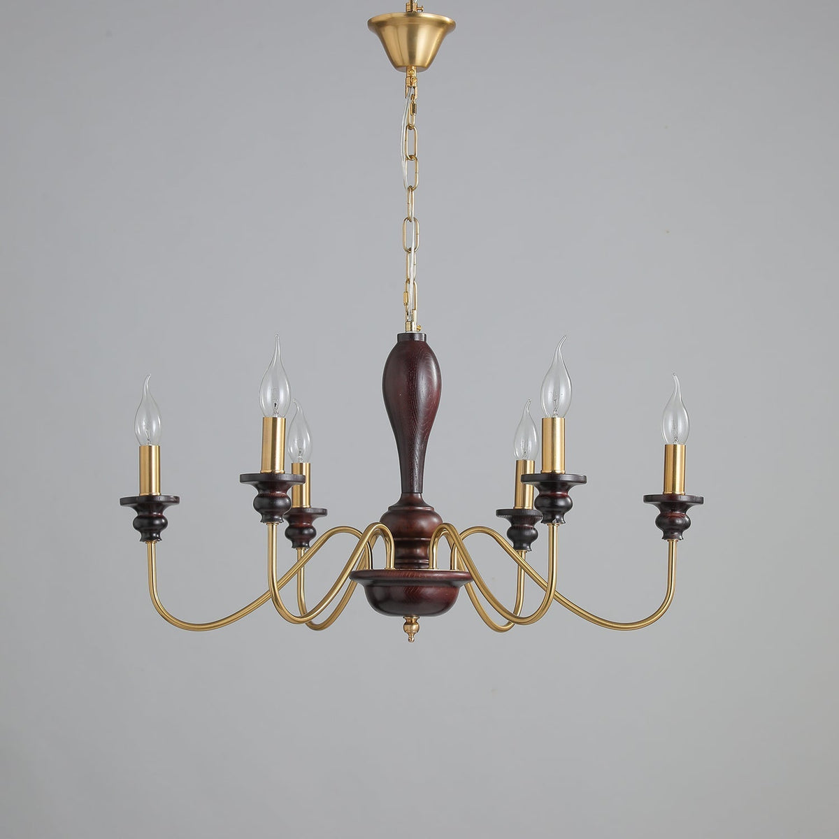 Ilvenan Kronleuchter im traditionellen Stil mit Vintage-Holzaufsatz