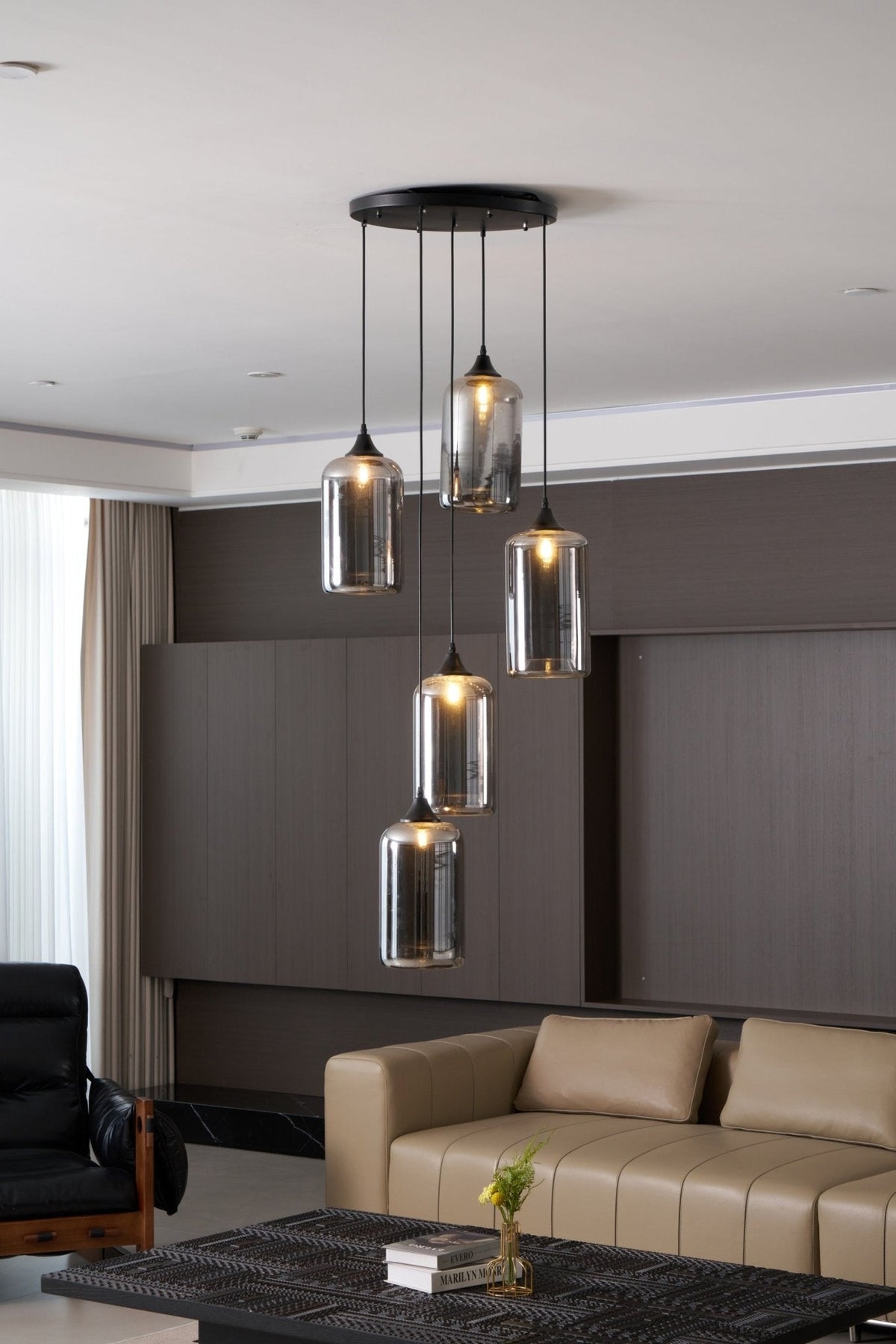 Tevely Pendelleuchte aus Glas im industriellen Chic-Stil